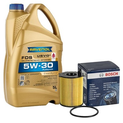 Inspektionspaket 5L RAVENOL 5W-30 für Ford Fiesta VI Transit Courier Kasten