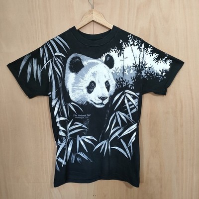 Vintage 90s AOP The National Washington D.C Zoo Black and white panda bear tee