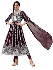 Women's Georgette Eid Special Sequine Lace Work Kurta With Dupatta