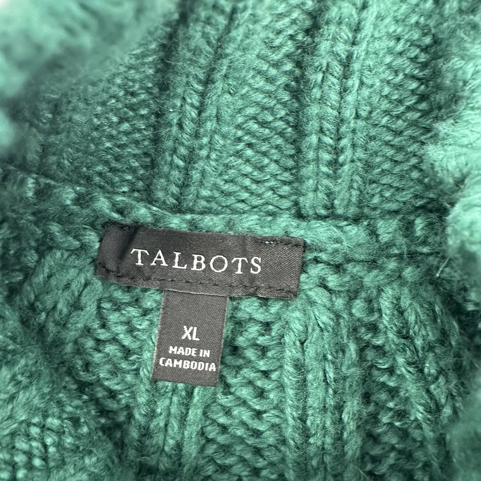 Cárdigan suéter verde grueso tejido acogedor Talbots XL punto mixto cremallera talla XL para mujer Foto 3 de 4