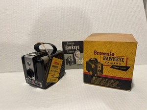 Vintage 1950's Kodak Brownie Hawkeye Camera Flash Model Manual & Box