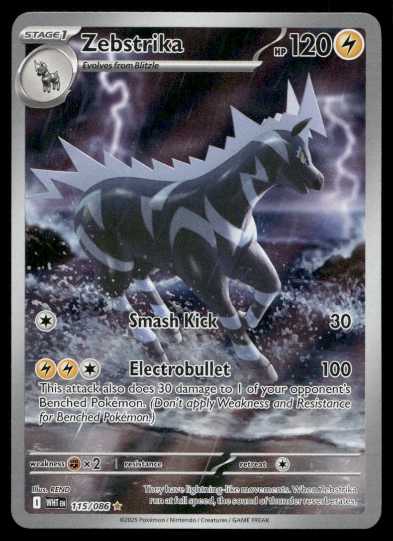 Zebstrika 115/086 Illustration Rare White Flare Pokemon Near Mint
