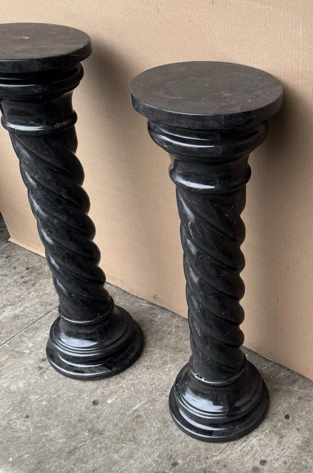 PAIR OF BLACK MARBLE PEDESTALS - Image 3 of 4