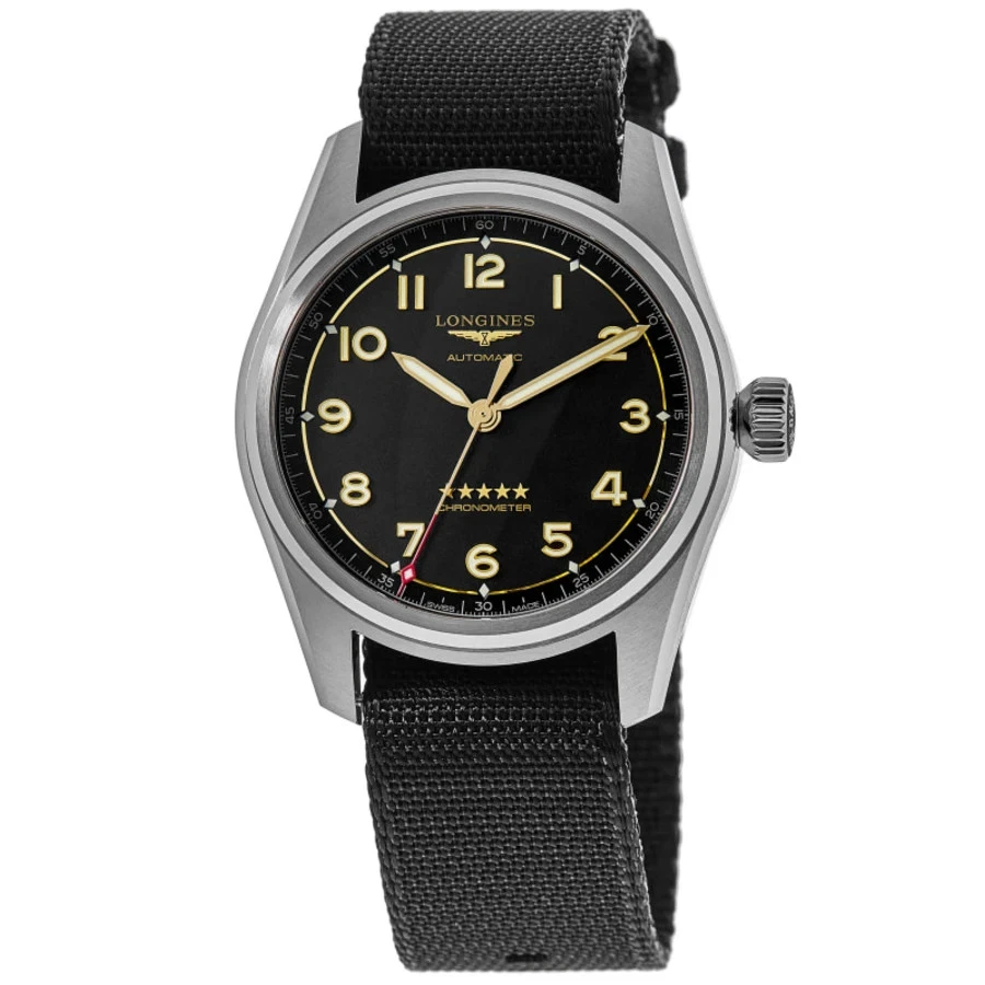 Nuevo reloj para hombre Longines Spirit automático esfera gris correa de tela L3.810.1.53.2