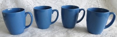 4 CORNING CORELLE COORDINATES STONEWARE MEDIUM SOLID BLUE 20oz MUGS - EXCELLENT!