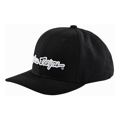 Troy Lee Designs Curved Snapback Cap, Signature, black/white, one size