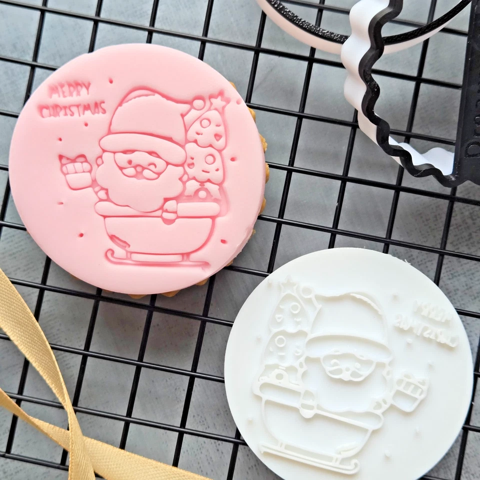 Merry Christmas Cookie Stamp Fondant Embosser Disc | Fits M&S | UK Made - Image 2 of 4