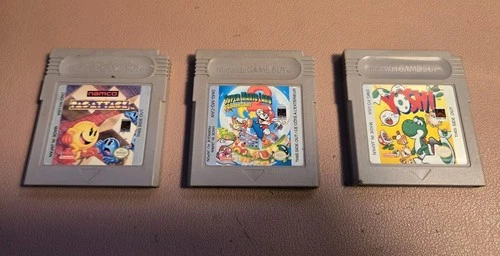VINTAGE Nintendo GameBoy LOT of 3 Game Cartridges Super Mario Land 2, Yoshi, Pac