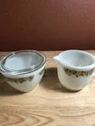 Vintage 70s Pyrex Corning Spring Blossom Crazy Daisy Cream & Sugar W/Lid