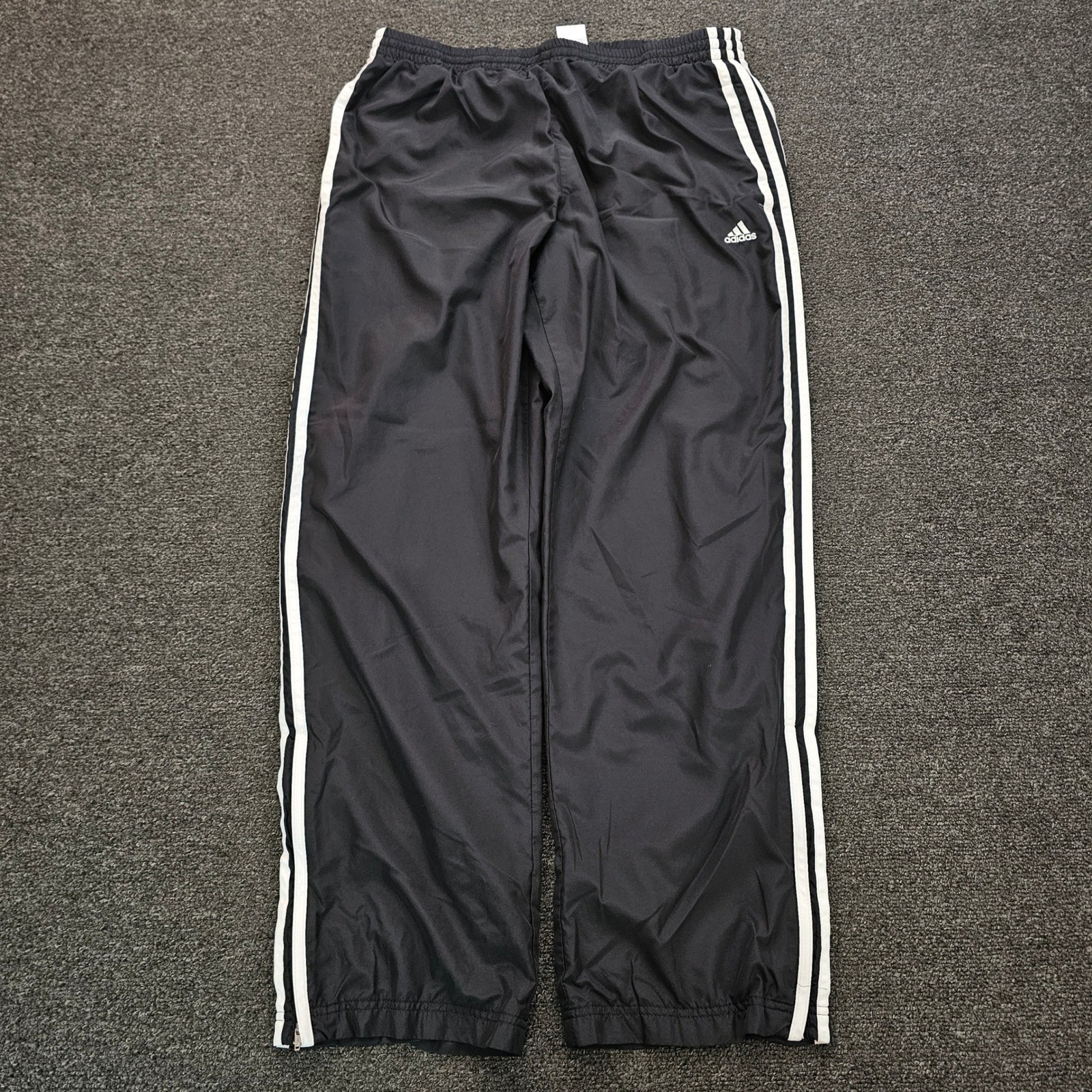 Vtg Adidas Track Pants Mens Medium Baggy ATS Protect Black 3 Stripe Mesh Y2K