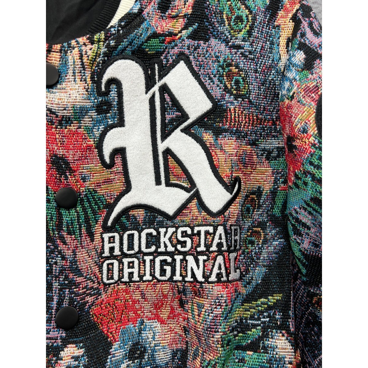 Rockstar Original Bomber JacketSz M Multicolor Floral Tapestry