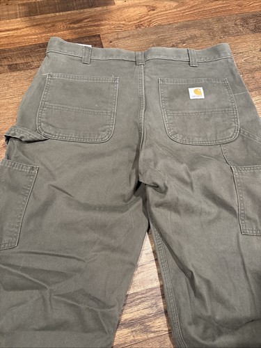 Carhartt Carpenter Work Pants Mens Size 36x34 B324 DFE Grey Utility - Picture 2 of 7