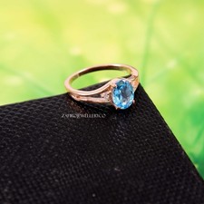 Blue Topaz Ring, Women's Ring, Engagement Ring, Natural Blue Topaz