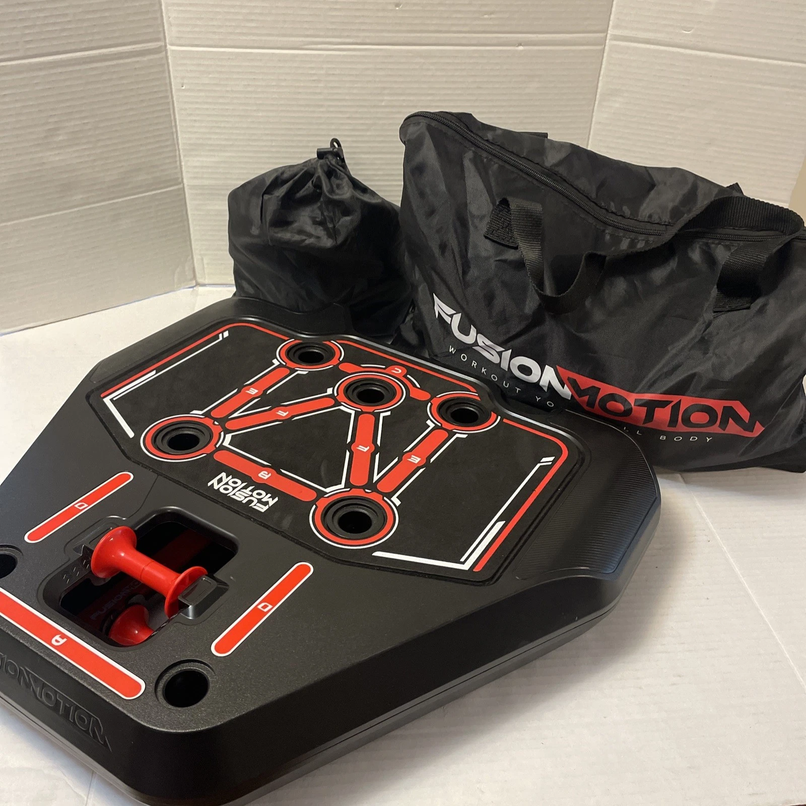 Fusion Motion Portable Gym Push Up Board And Resistance Bands For Working Out