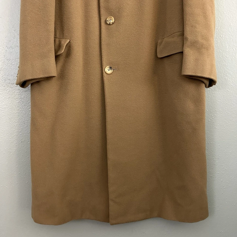 Vintage Sulka 100% Cashmere Notch Collar Overcoat Size 44 Tan Camel Coat England - Image 3 of 4
