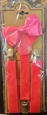 "HOT PINK " Matching Suspender  Bow-Tie Set Kids Toddler Baby Boys Girls