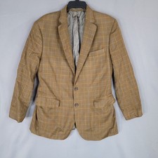 Josh Winn Men's Sport Coat Brown Windowpane Blazer Size 40R Wool