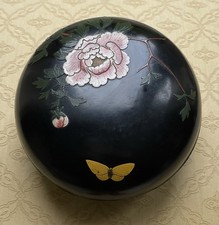 Old Chinese Black Enamal Designer Bowl Jar Box￼