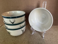 Set Of 4 Anglers Expressions Dann Jacobus Moose Deer Elk 1999 Soup Cereal Bowl