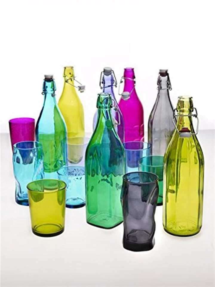 Botella de bebidas Giara con tapa de abrazadera, 33,75 oz - Contenedor de vidrio a prueba de fugas para... Foto 4 de 4