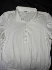 Intro Stretch White School Uniform Polo Shirt Girls Large Short Sleeve