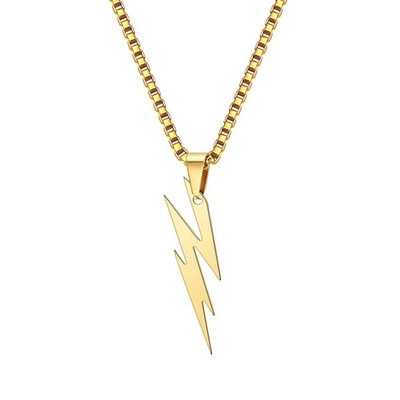 Lightning Necklace for Men Women Stainless Steel Lightning Bolt Pendant Necklace