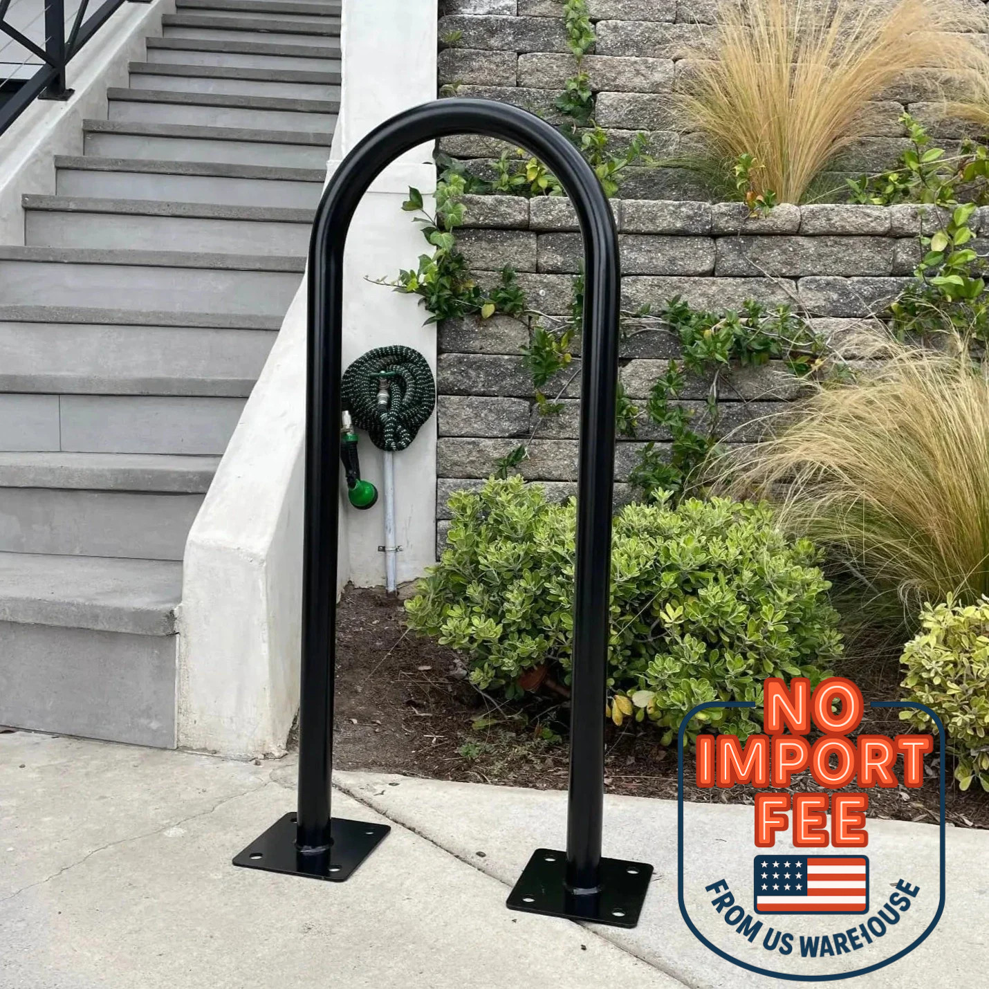 In Ground 1 Bike Rack | U Shaped, Commercial, Outdoor, 1 Loop, Steel 14.5" x 34"