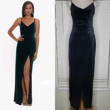 NWT Betsy  Adam Sz 8 Maritza Black Velvet Gown Black Tie Wedding Dark Romance