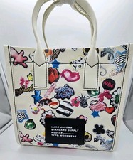 Marc Jacobs Sticker Print Canvas Tote White Limited Edition New JL026049