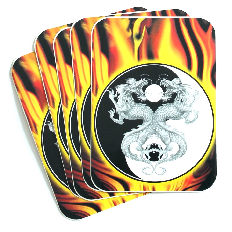 5 autocollants vinyle Yin Yang dragons chinois nouveauté 96 mm x 68 mm - Photo 1/1