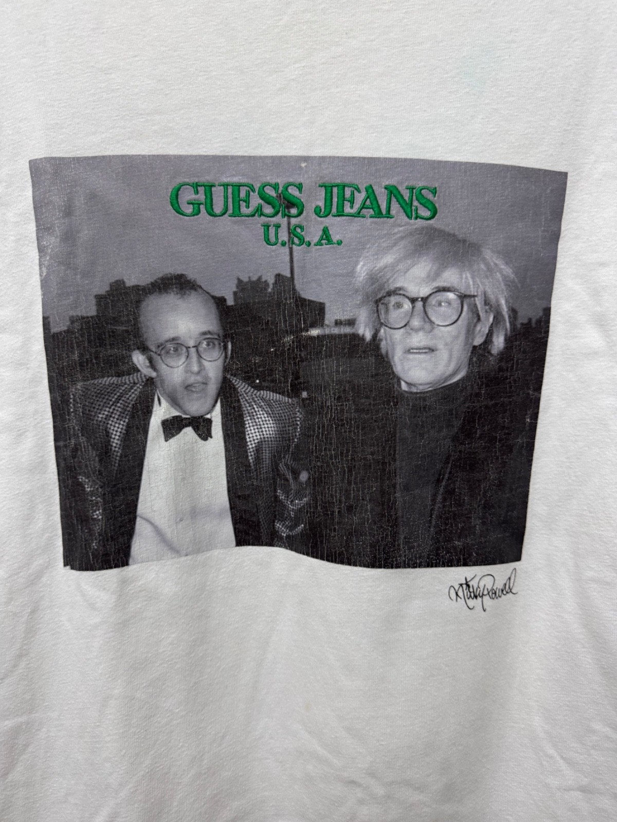 VINTAGE 90’s GUESS PHOTOGRAPHER KEITH HARING AND ANDY WARHOL BY RICKY POWELL TEE image 2