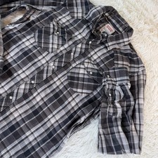 Levi's Plaid Western Pearl Snap Button Shirt Men's Size Small Brown Casual Rodeo