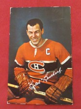1957 Butch Bouchard Montreal Canadiens Restaurant Promotional Hockey Postcard