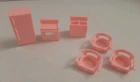 Vintage Little People Pink Kitchen Chairs Stove Sink Refrigerator Furniture