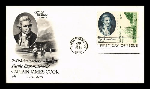 US COVER CAPTAIN JAMES COOK PACIFIC EXPLORATIONS 200TH ANNIVERSARY FDC COMBO