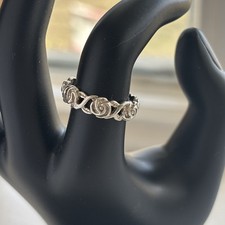Vintage Sterling Silver Filigree Rose Floral Ring Band Size 6.75 SSBY Jewelry