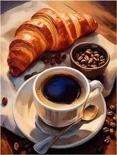 Tile Mural Still Life Croissants Coffee Cup Kitchen Backsplash Marble Ceramic