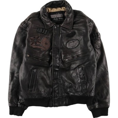 Used NICKELSON padded leather flight jacket men's size XXL