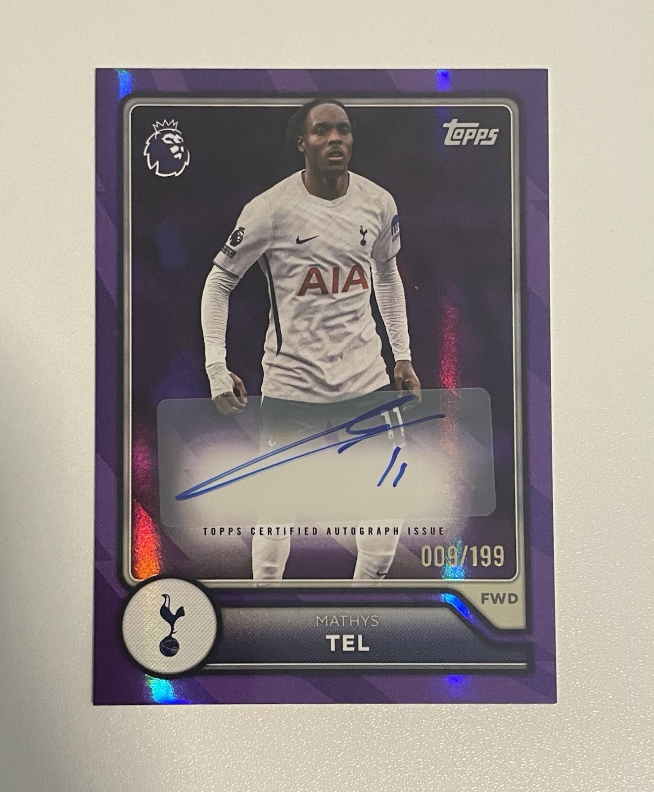 2026-27 Topps Flagship Premier League Mathys Tel Purple Auto /199 #BA-MT