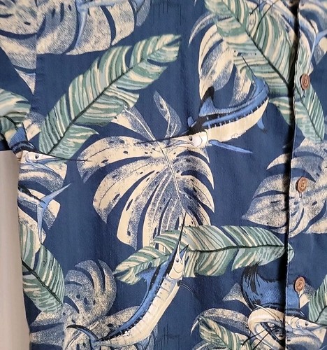 Guy Harvey "Bluewater" Wear Mens Short Sleeve Shirt Marlin Print Medium (B12) - Afbeelding 4 van 8
