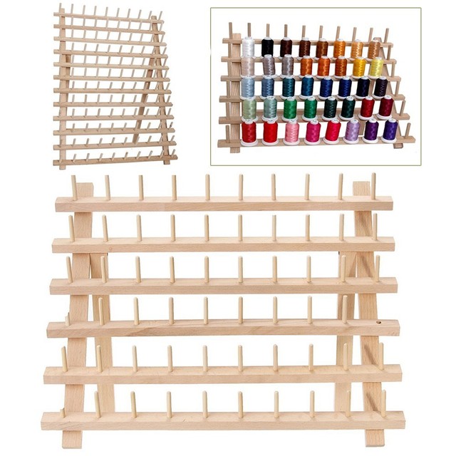 #1 40-Spool Sewing Thread Rack Embroidery Wooden Embroidery Thread Organizer Holder Wooden Rack Organizer for Sewing Thread Spools Quilting