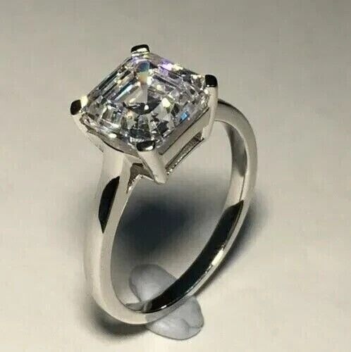 Lab-Created 3,70 Ct Asscher Cut Diamant Verlobungsring 14K Weißgold plattiert - Bild 1 von 4