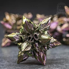 Sage's Deadly Blossoms Green/Purple Metal Polyhedral Dice Set DnD RPG Games