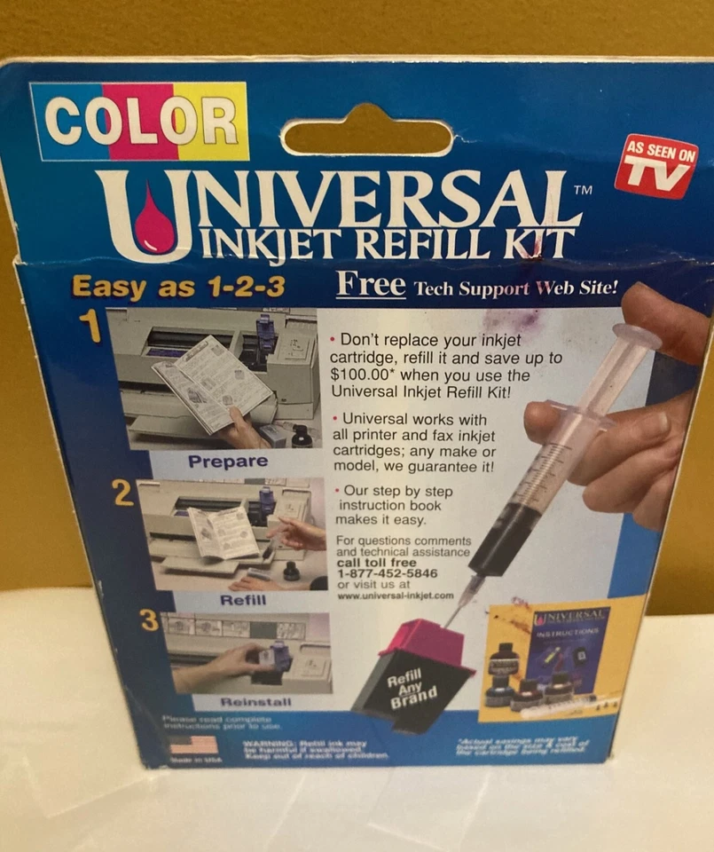Universal Inkjet Printer Cartridge by ONTEL Color Refill Kit NEW in BOX - Image 2 of 4