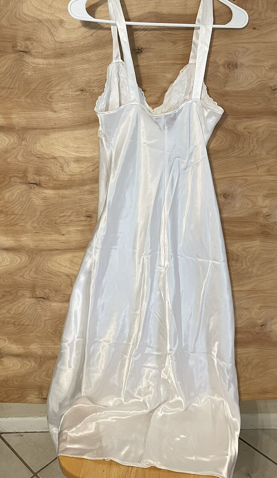 vintage slinky white satin sexy nightgown white m… - image 8