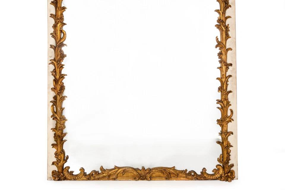 19th Century French Rococo Louis XV Carved Giltwood Trumeau Mirror, 80” H - Image 4 of 4