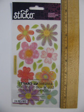 Sticko Stickers VELLUM PASTEL FLOWERS 24 Pieces NOS
