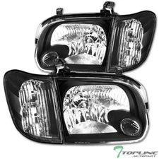 Topline For 2005-2006 Toyota Tundra Black Clear Housing Headlights Signal Corner