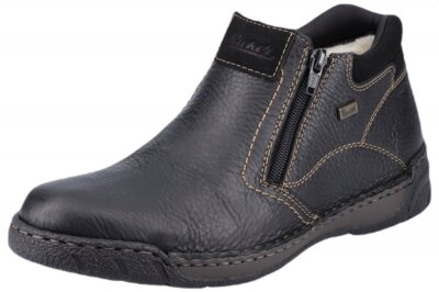 Rieker TEX Herren Leder Boots Schurwolle Schwarz Reißverschluss B0392-00
