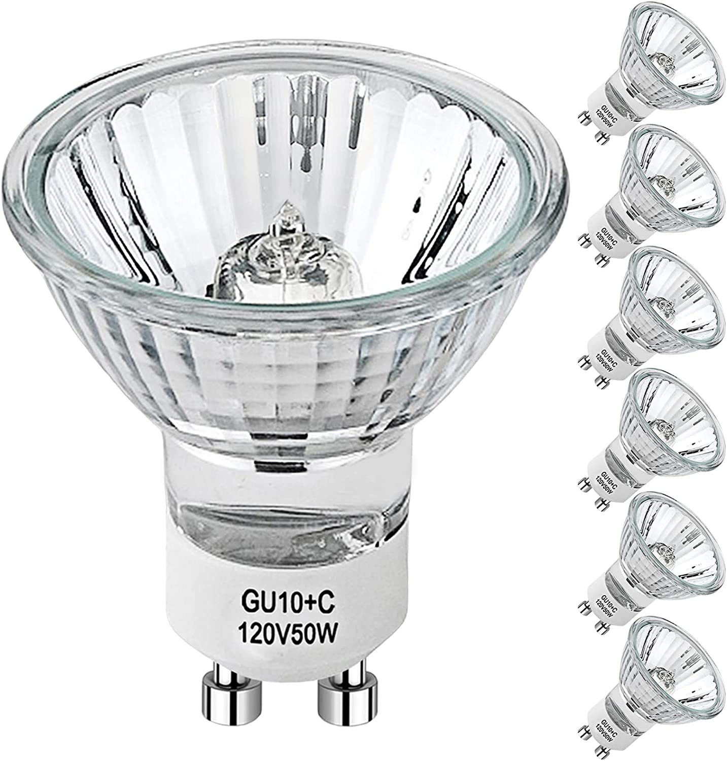 Paeorrorl GU10 Halogen Light Bulbs,6 Pack 50W Dimmable MR16 GU10 Light Bulbs wit